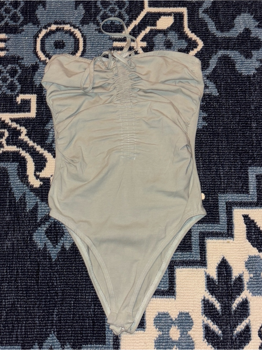 Light Sage Ruched Strapless bodysuit